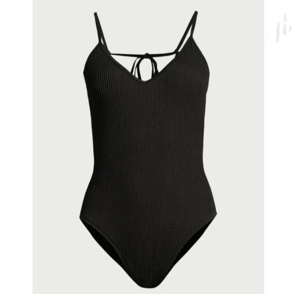 No Boundaries Juniors One Piece Black Crinkle Textured Swimsuit NWT - Picture 12 of 12